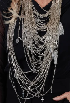 Nostra Santissima Necklaces^Longline Necklace with Multiple Chains and Pendants in Silver