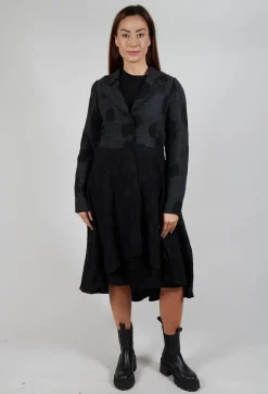 Bread and Butter Coats^Longline Polka Dot Coat in Charcoal Grey