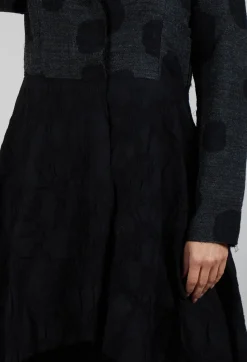 Bread and Butter Coats^Longline Polka Dot Coat in Charcoal Grey