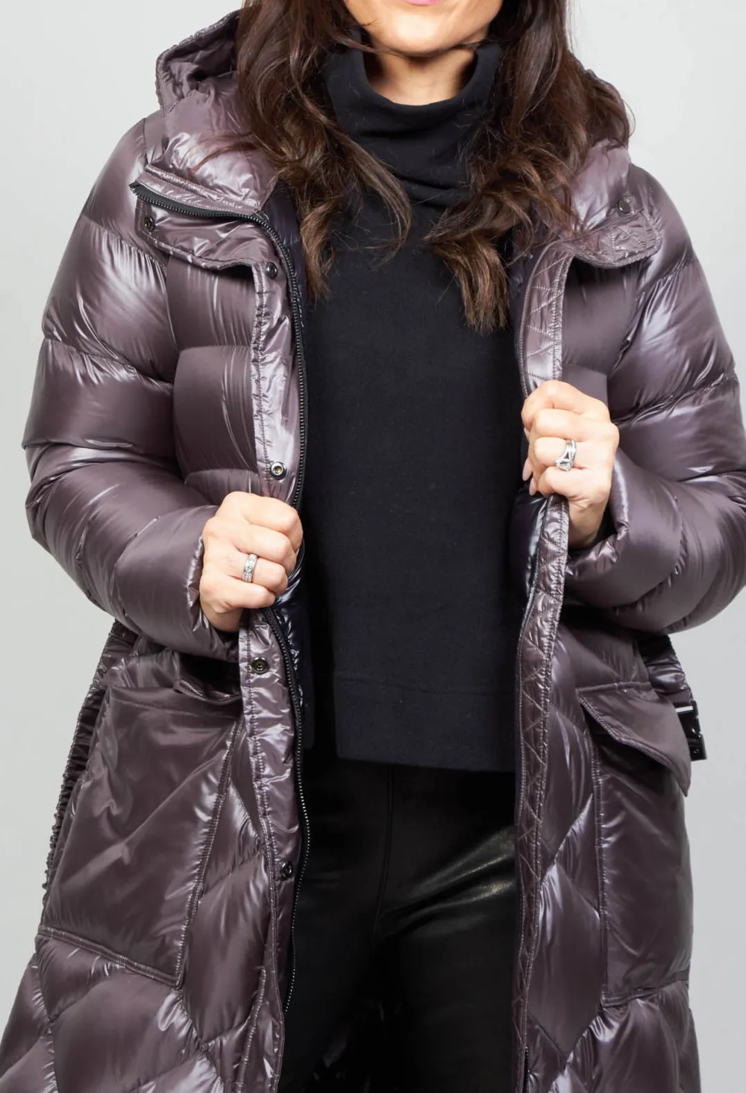 Beatrice B Coats^Longline Puffer Coat in Mud