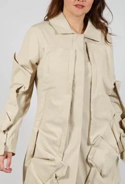 Rundholz Mainline Coats^Longline Ruched Coat in Bone