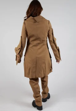 Rundholz Mainline Coats^Longline Ruched Coat in Camel