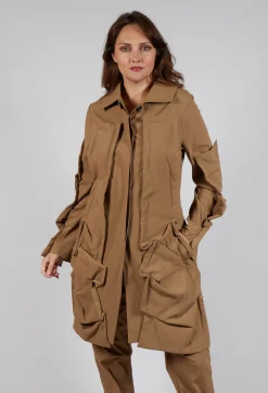 Rundholz Mainline Coats^Longline Ruched Coat in Camel