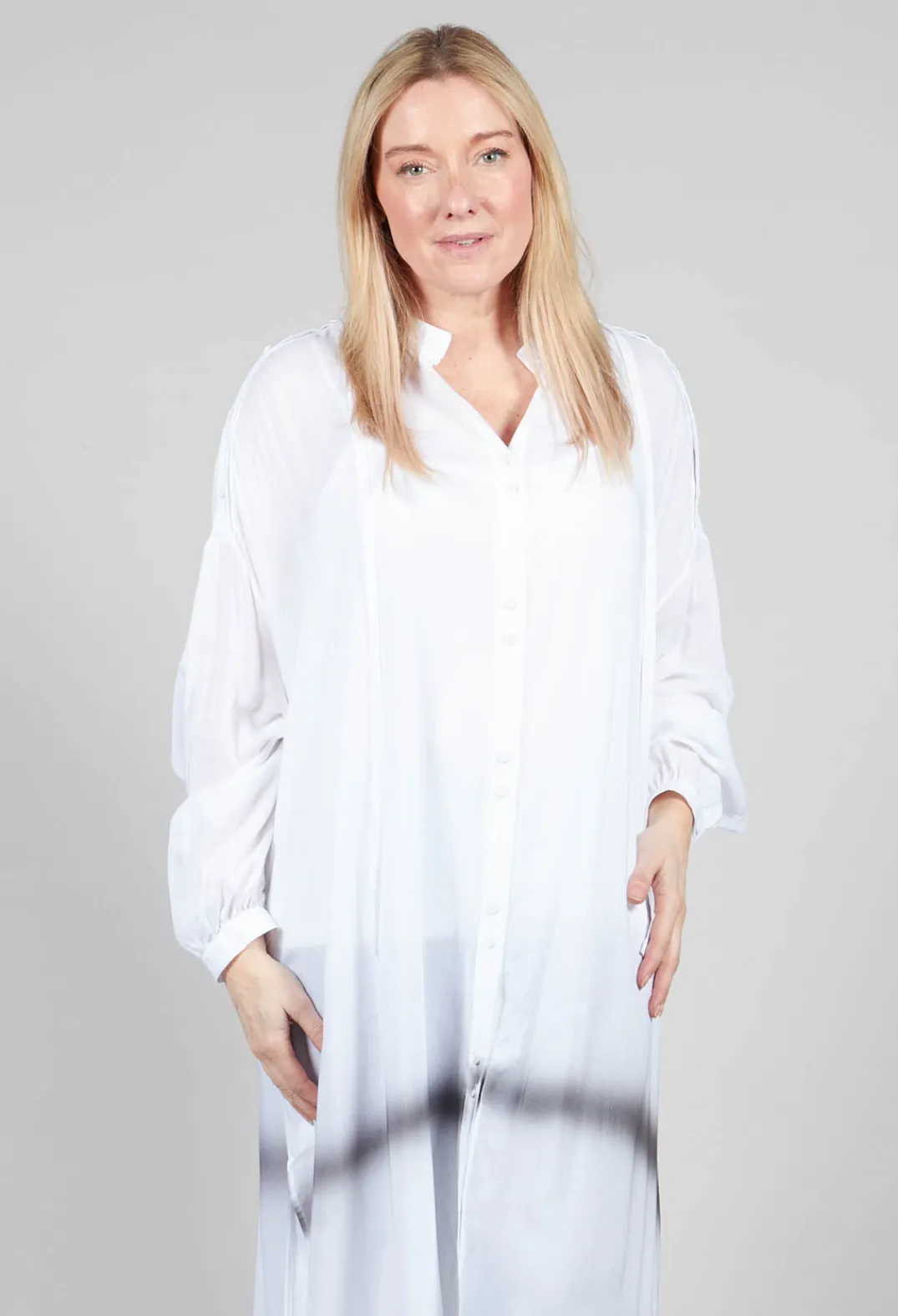 Isabel Benenato Shirts & Blouses^Longline Shirt Dress in White