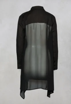 Nijii Shirts & Blouses^Longline Shirt with Flat Buttons in Black