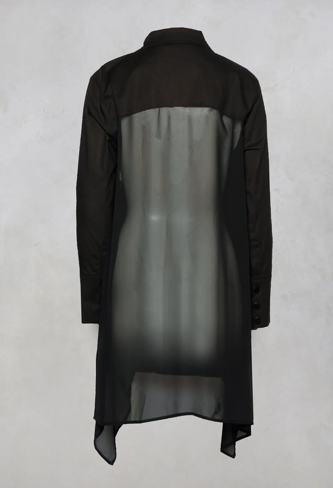 Nijii Shirts & Blouses^Longline Shirt with Flat Buttons in Black