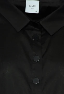 Nijii Shirts & Blouses^Longline Shirt with Flat Buttons in Black