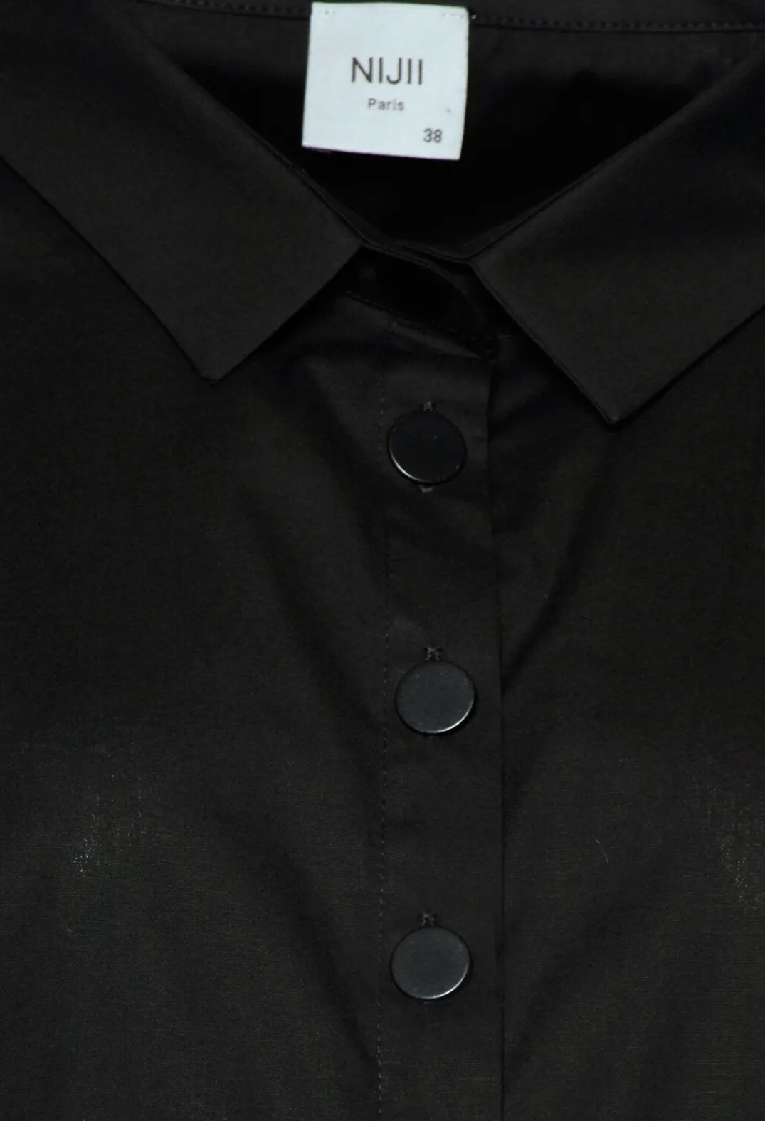 Nijii Shirts & Blouses^Longline Shirt with Flat Buttons in Black