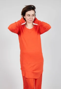 Rundholz Dip Tops^Longline Top with Rounded Hem in Mandarine
