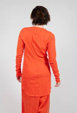 Rundholz Dip Tops^Longline Top with Rounded Hem in Mandarine