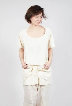 Rundholz Dip Tops^Longline T-Shirt with Front Patch Pockets in Greige