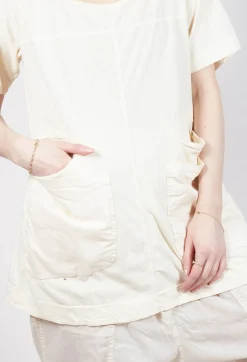 Rundholz Dip Tops^Longline T-Shirt with Front Patch Pockets in Greige