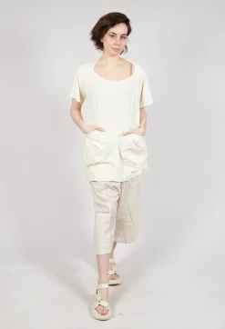 Rundholz Dip Tops^Longline T-Shirt with Front Patch Pockets in Greige