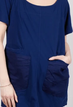 Rundholz Dip Tops^Longline T-Shirt with Front Patch Pockets in Ocean