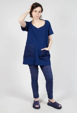 Rundholz Dip Tops^Longline T-Shirt with Front Patch Pockets in Ocean