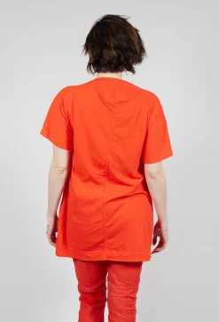 Rundholz Dip Tops^Longline T-Shirt with Front Patch Pockets in Mandarine