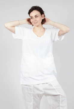Rundholz Dip Tops^Longline T-Shirt with Front Patch Pockets in Semi Bleach