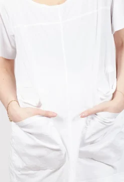 Rundholz Dip Tops^Longline T-Shirt with Front Patch Pockets in Semi Bleach