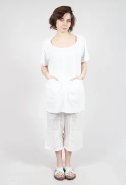 Rundholz Dip Tops^Longline T-Shirt with Front Patch Pockets in Semi Bleach