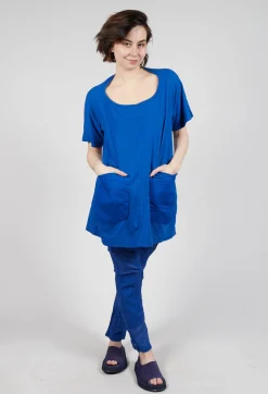 Rundholz Dip Tops^Longline T-Shirt with Front Patch Pockets in Royal