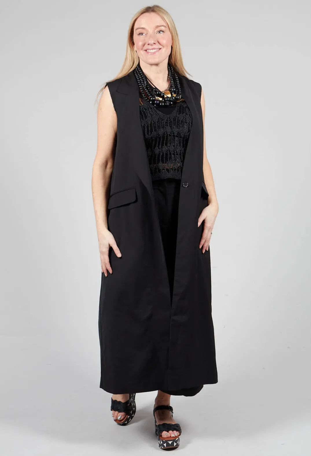 Isabel Benenato Jackets^Longline Waistcoat in Black