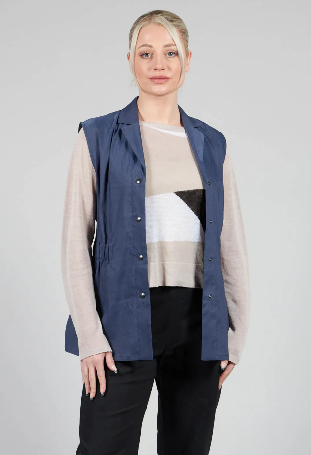 Sarah Pacini Jackets^Longline Waistcoat in Midnight Blue