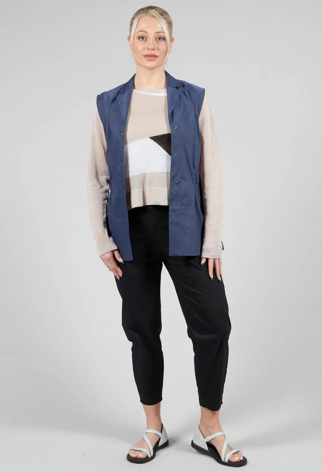 Sarah Pacini Jackets^Longline Waistcoat in Midnight Blue