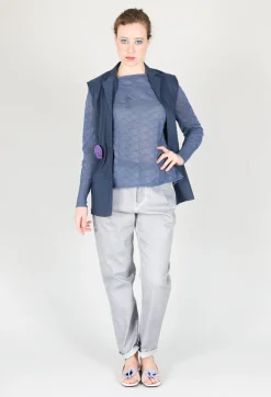 Sarah Pacini Jackets^Longline Waistcoat in Midnight Blue