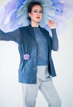 Sarah Pacini Jackets^Longline Waistcoat in Midnight Blue