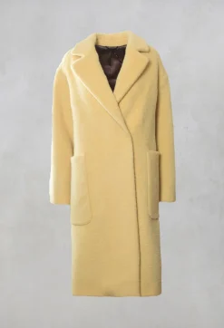 Beatrice B Coats^Longline Wool Coat in Cream Yellow
