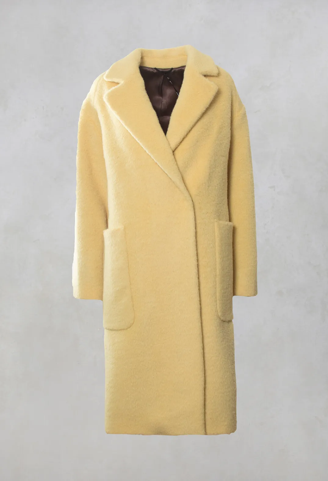 Beatrice B Coats^Longline Wool Coat in Cream Yellow