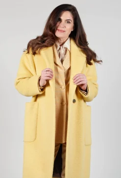 Beatrice B Coats^Longline Wool Coat in Cream Yellow