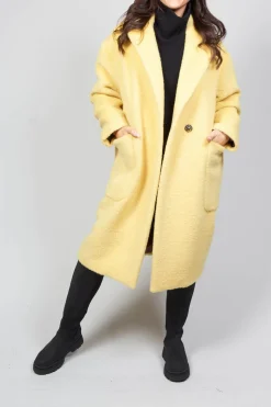 Beatrice B Coats^Longline Wool Coat in Cream Yellow