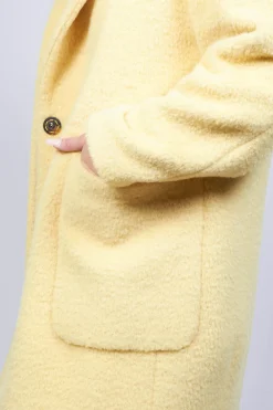 Beatrice B Coats^Longline Wool Coat in Cream Yellow