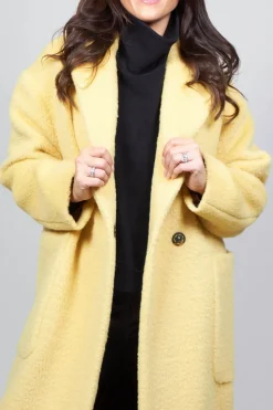 Beatrice B Coats^Longline Wool Coat in Cream Yellow