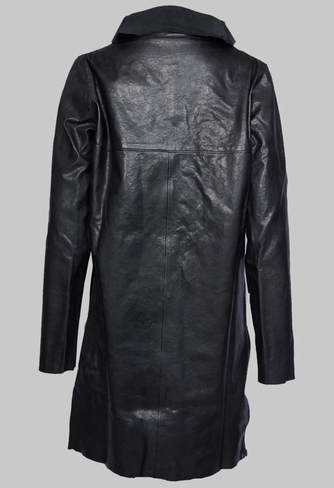 Sort Aarhus Jackets^Longline Zip Up Leather Jacket in Black