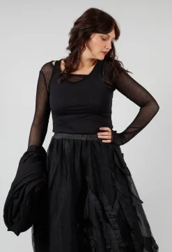 Pal Offner Tops^Longsleeve Overlay Top in Black