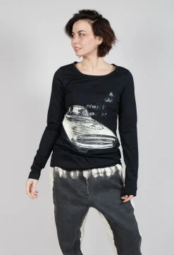 Rundholz Mainline Tops^Longsleeve Top in Black Print