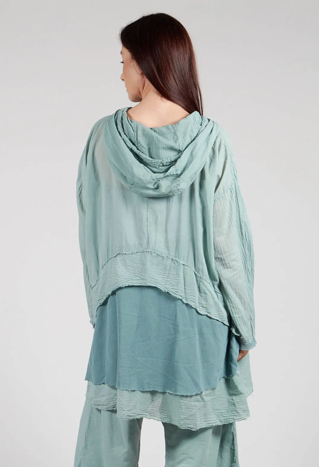 Pal Offner Jumpers^Longsleeved Hoodie Tunic in Pale Turquoise