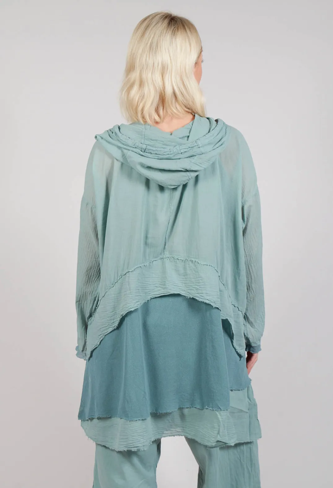 Pal Offner Jumpers^Longsleeved Hoodie Tunic in Pale Turquoise