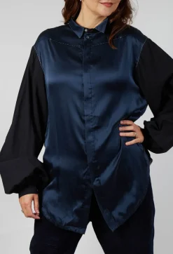 Umit Unal Shirts & Blouses^Loose Fit Shirt with Contrasting Arms In Black and Navy