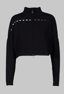 Sarah Pacini Knitwear|Cardigans^Loose Knit Pattern Cardigan in Black