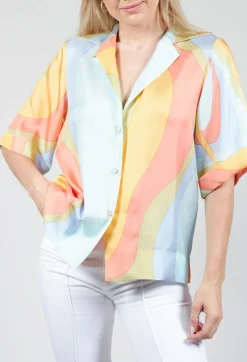Beatrice B Shirts & Blouses^Loose Silk Blouse in Shades Print