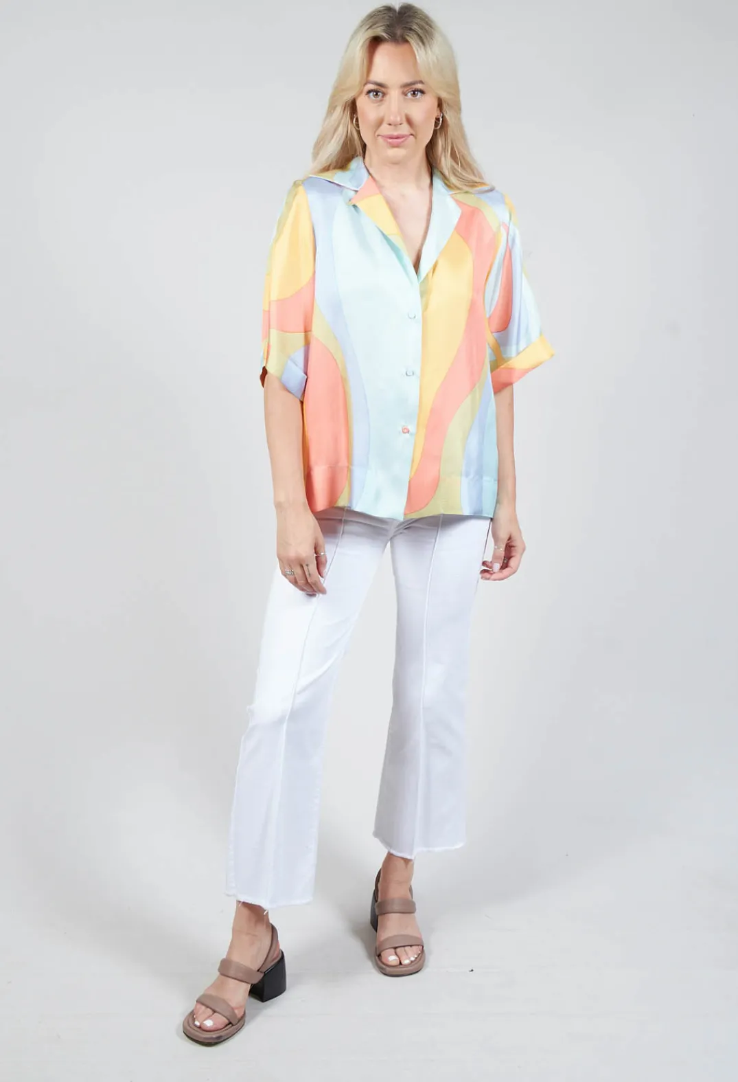 Beatrice B Shirts & Blouses^Loose Silk Blouse in Shades Print