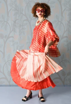 Bianco Levrin Skirts^Lotus Skirt in Coral and Beige