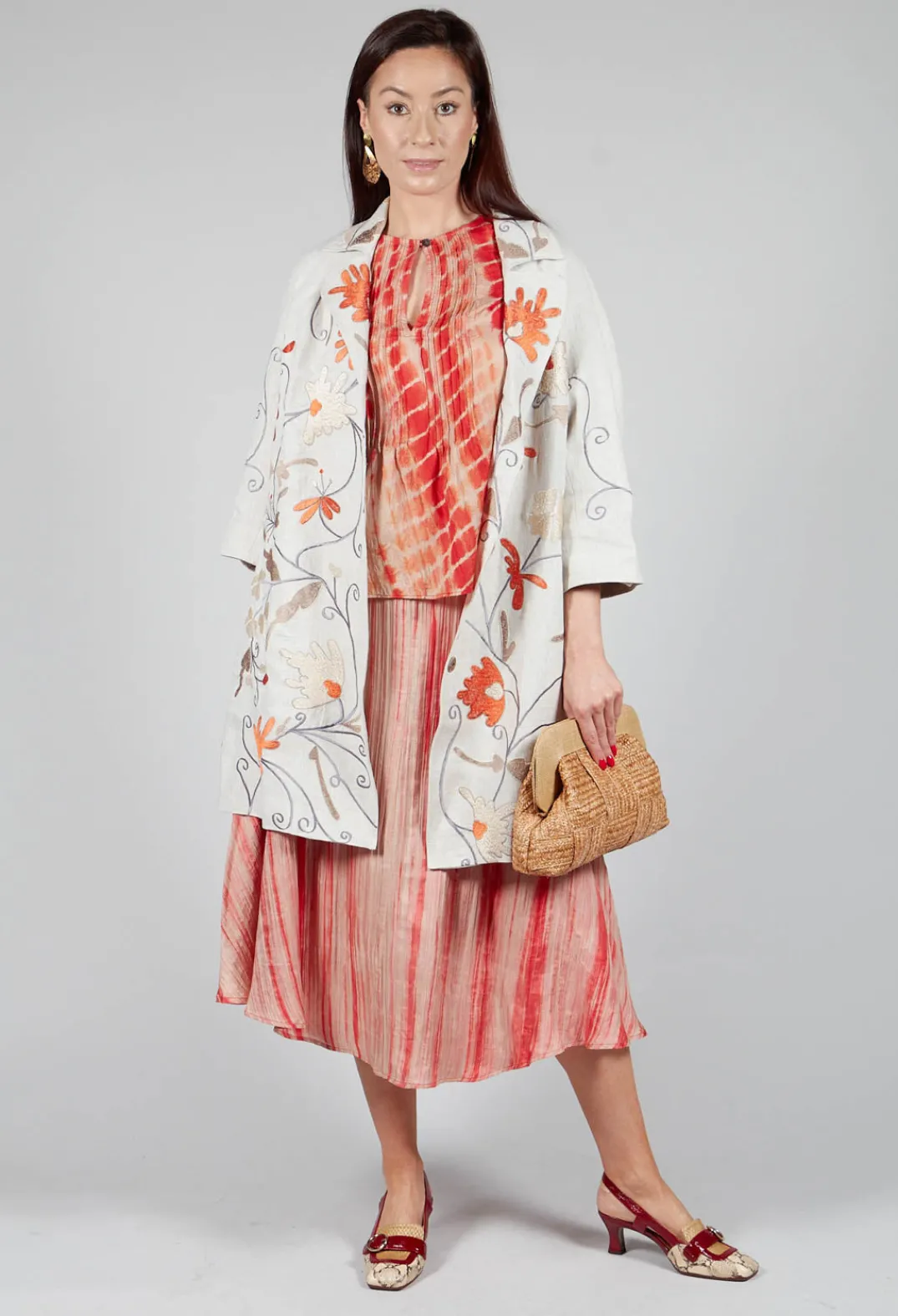 Bianco Levrin Skirts^Lotus Skirt in Coral and Beige
