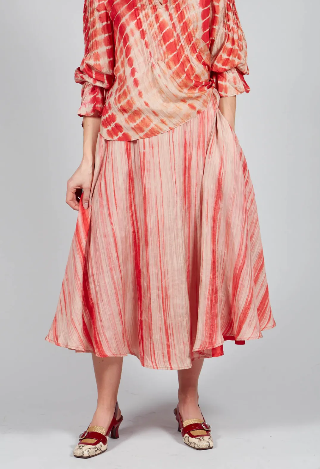 Bianco Levrin Skirts^Lotus Skirt in Coral and Beige