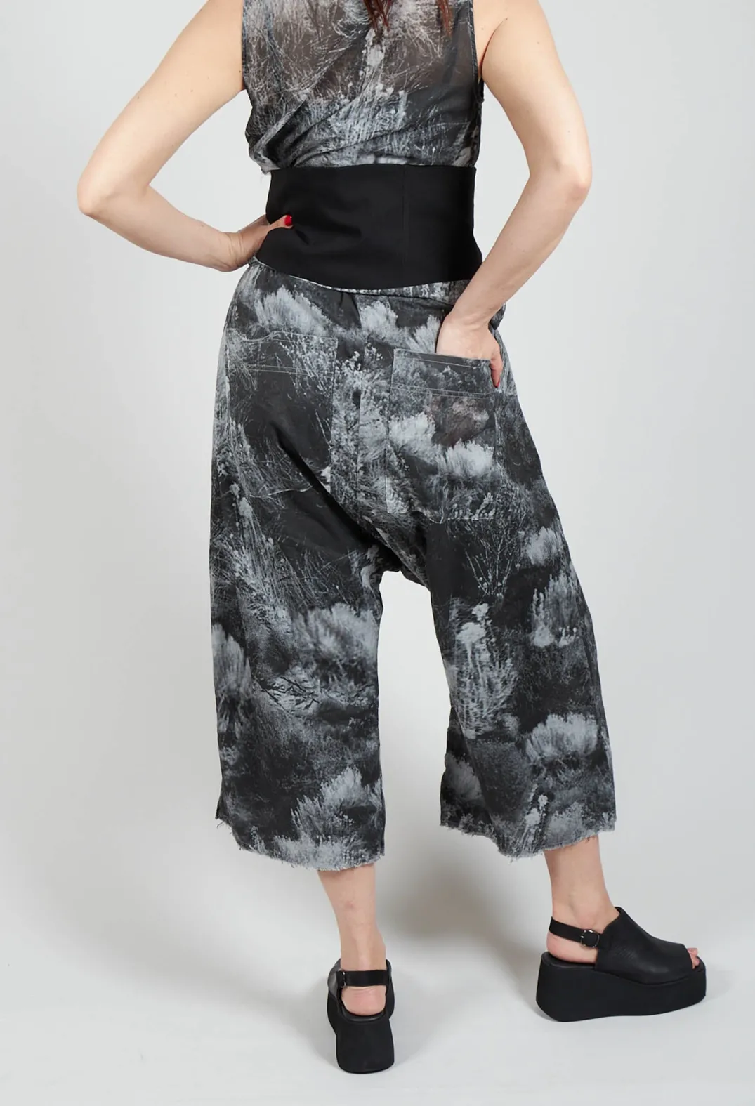 Pal Offner Trousers^Low Crotch Pull on Trousers in Steppe Black