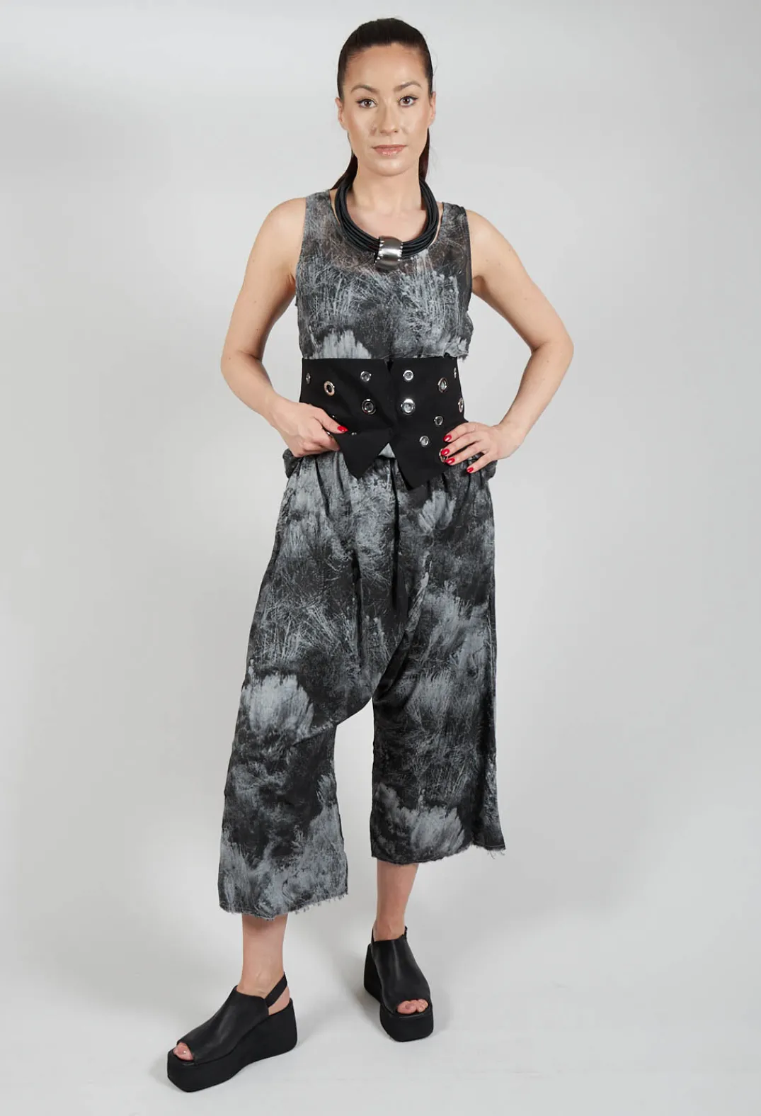Pal Offner Trousers^Low Crotch Pull on Trousers in Steppe Black