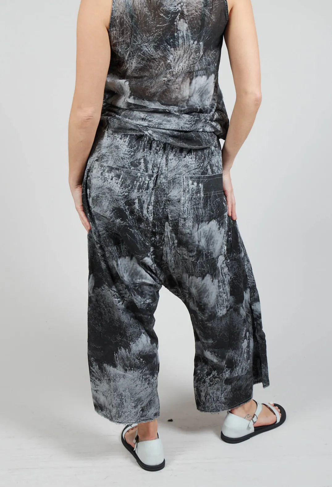 Pal Offner Trousers^Low Crotch Pull on Trousers in Steppe Black
